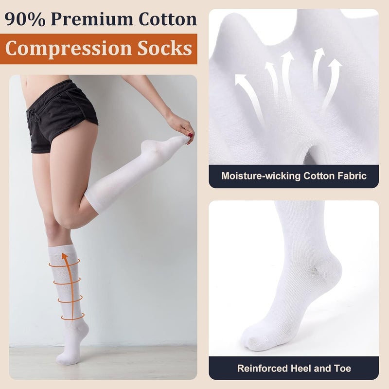 Tisancy 4 Pairs Cotton Compression Socks for Women Men 20-30mmhg Is Best Support Stocking for Running Hiking Cycling - Image 2